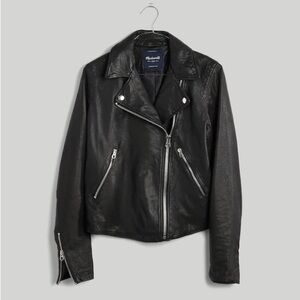 Madewell The Washed Leather Motorcycle Jacket Black
